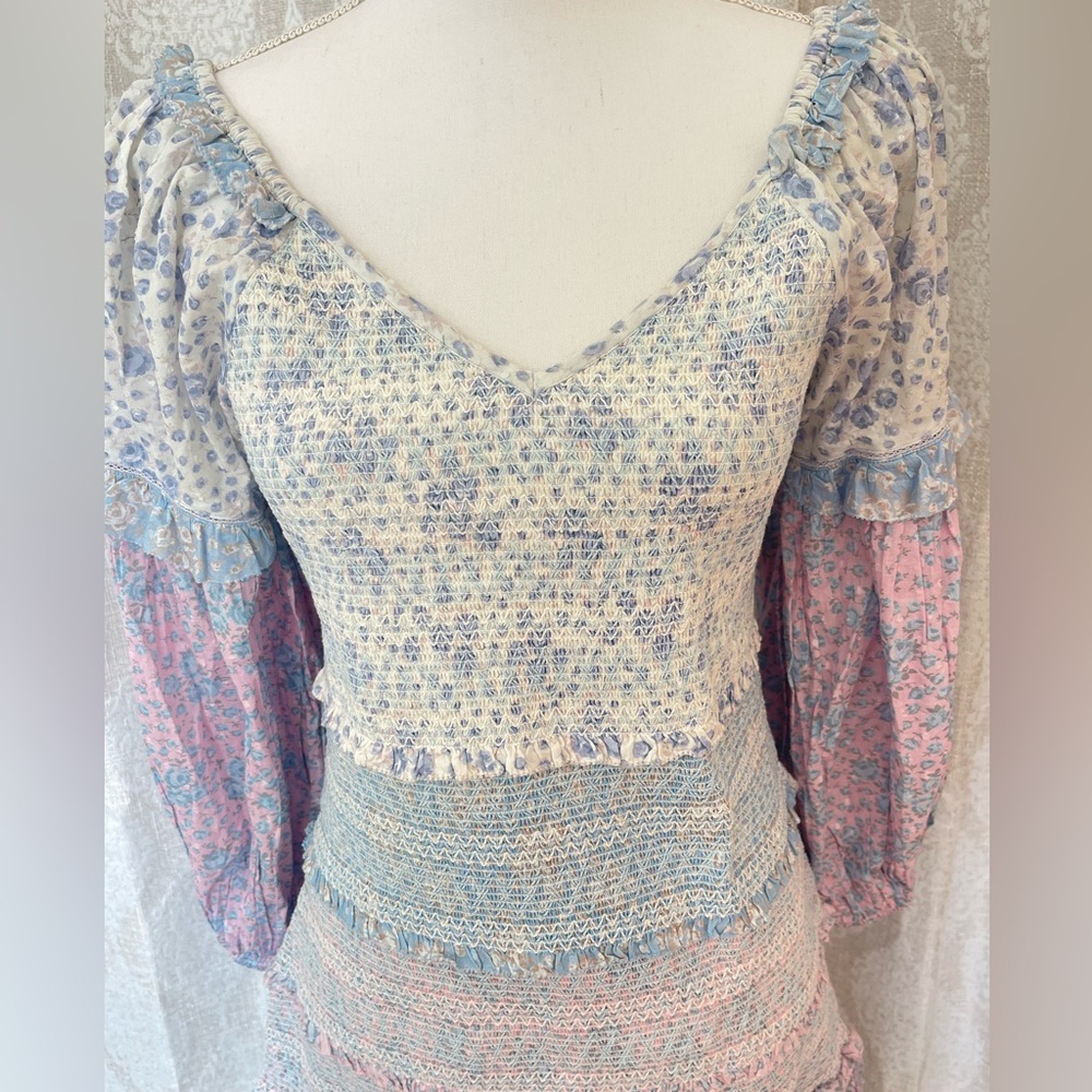 LoveShackFancy Ensley Mini Dress Blueberry Dust Size Large NWT - Picture 6 of 10